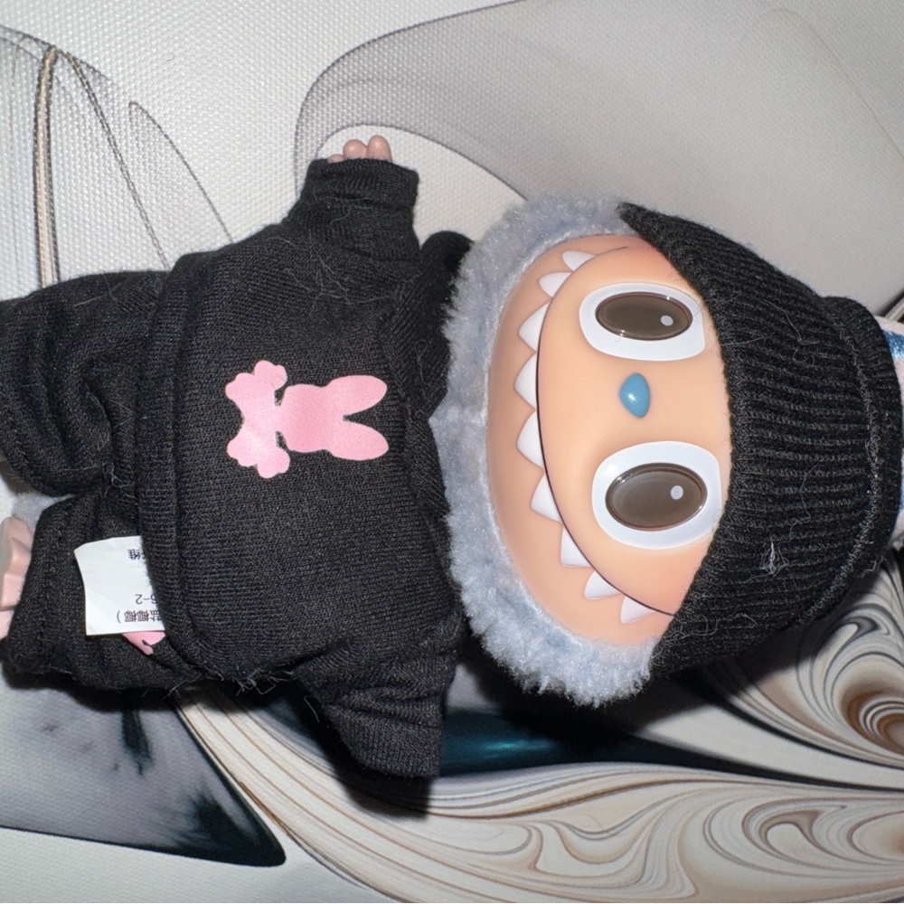 labubu clothes, Black and Pink hoodie and sweats with Beanie *DOLL NOT INCLUDED*